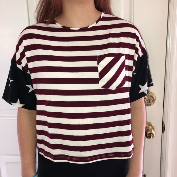 American Flag Boxy Tee w/ Pocket - Picture 1 of 4